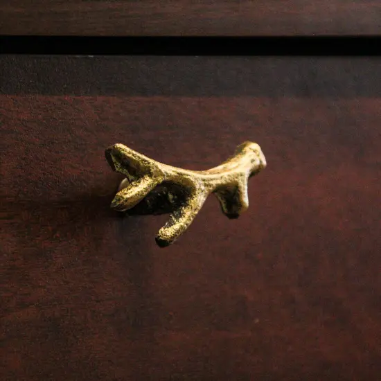 Bronze Finish Cast Iron Small Deer Antler Cabinet Handle Drawer Pull Set of 12 {5}