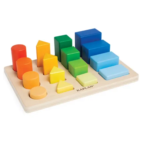 Kaplan Early Learning Company Wooden Colorful Shape and Height Sorter {1}