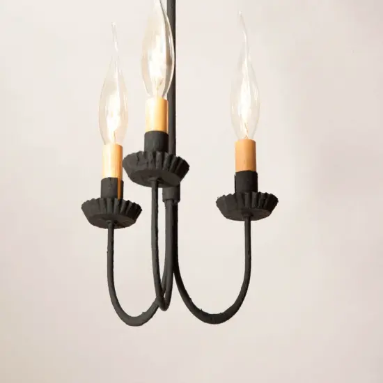Irvin's Country Tinware 3-Arm Westford Ceiling Light in Textured Black {4}