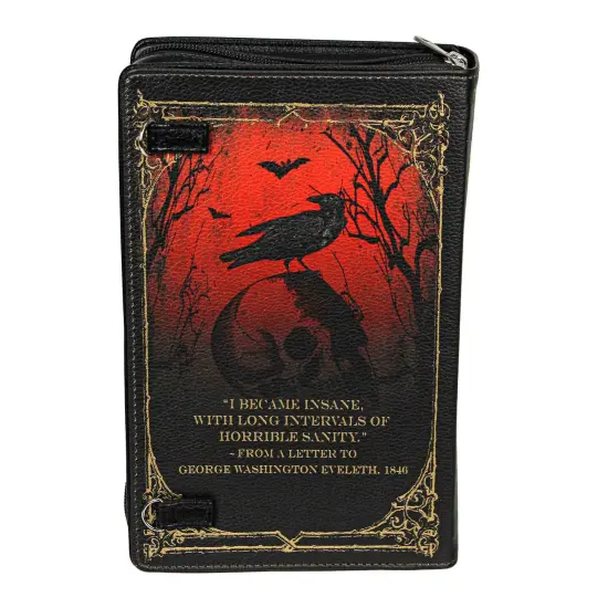Black Vinyl Edgar Allen Poe Stories & Poetry Book Handbag Novelty Crossbody Bag {4}
