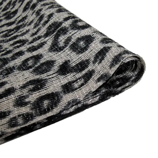 Black And Gray Metallic Leopard Print Lightweight Poncho {3}