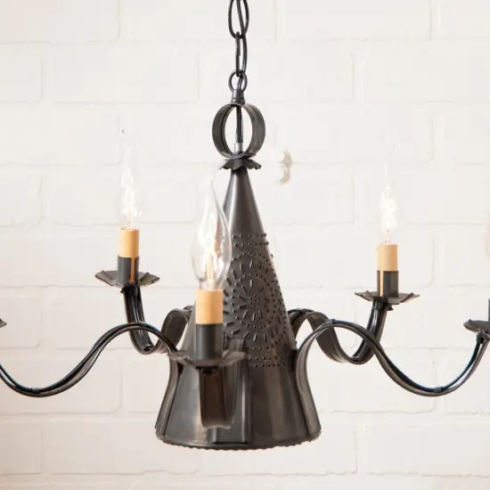 Irvins Country Tinware 5-Arm Small Sturbridge Chandelier in Kettle Black {4}