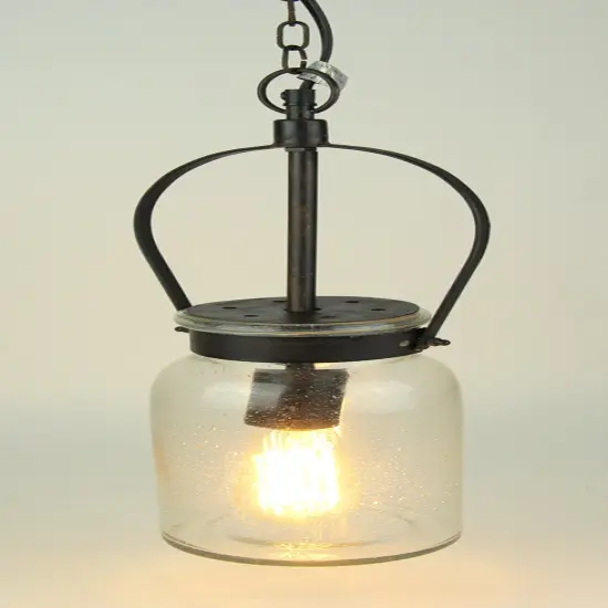 Audrey's Rustic Clear Glass Jar Shade Indoor Kitchen Pendant Light {3}