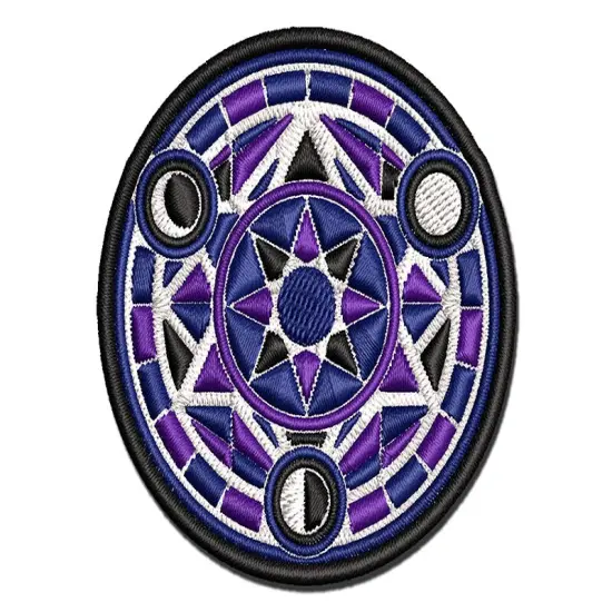 Magic Summoning Circle with Runes Multi-Color Embroidered Iron-On or Hook & Loop Patch Applique {1}
