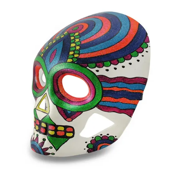 Colorful Sparkling Rainbow Striped DOD Sugar Skull Style Mask {3}