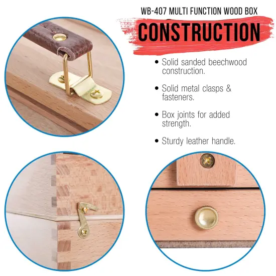 Large Multi-Function Wooden Artist Tool & Brush Storage Box {5}