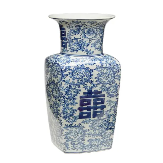 AA Importing 59774 17 Inch Square Antiqued Pale Green And Blue Vase {1}