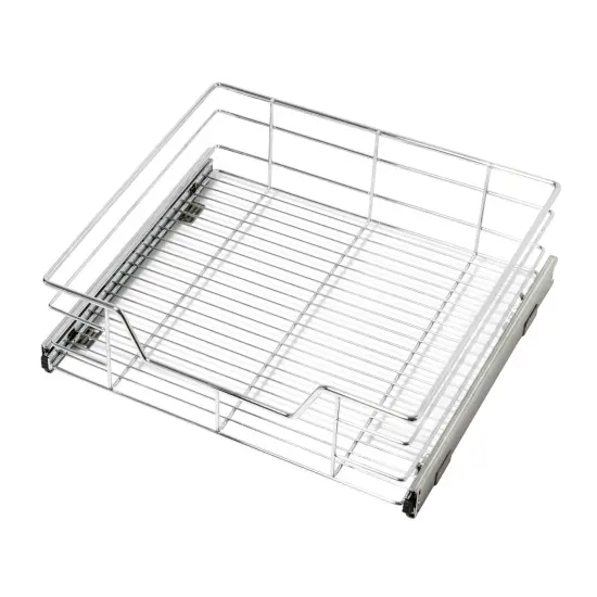 Smart Design Pull Out Cabinet Shelf - Extra Large Tall - 20 Inch x 18-35 - Chrome {1}