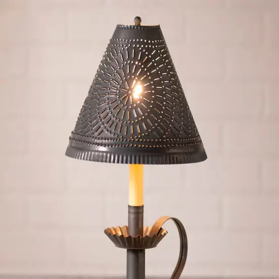 Plantation Candlestick Lamp with Shade - Kettle Black {4}