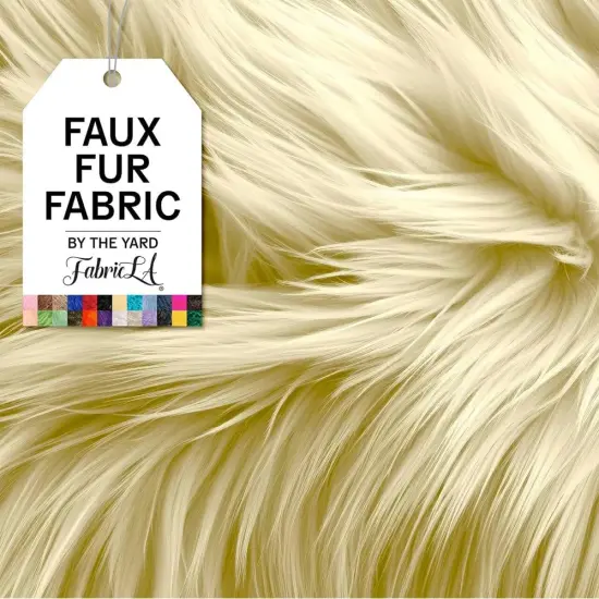 FabricLA | Shaggy Faux Fur | Fabric by The Yard | 108" X 60" Inch Wide | Craft Furry Fabric | Sewing, Apparel, Rugs, Pillows & More | Faux Fluffy Fabric | Banana, 3 Yard {1}