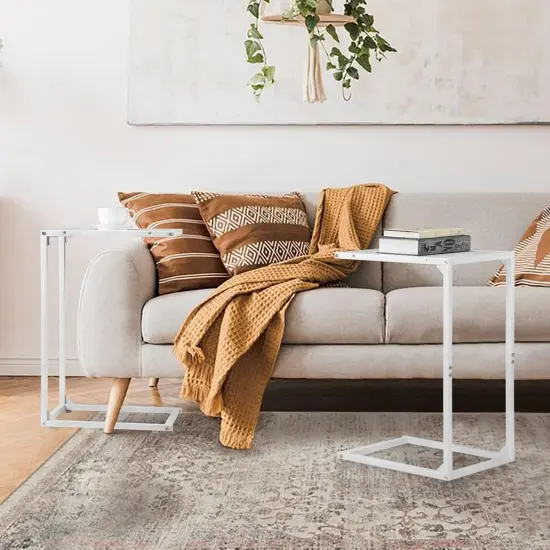 2PCS Snack Side Table C Shaped End Table {5}