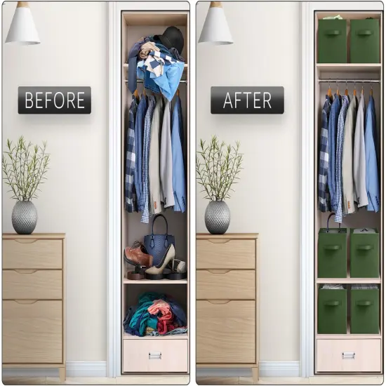 Sorbus 6 Pack 11 Inch Foldable Storage Cubes with Handles- for Organizing Home, Shelves, Nursery, Playroom, Closet and More Dark Green {6}