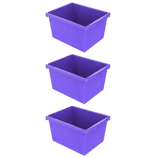 4 Gallon Classroom Storage Bin, Purple, Pack of 3 {1}