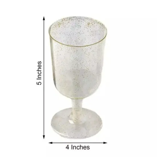 12 7 oz Plastic Gold Glittered Clear Champagne GLASSES Tableware {4}