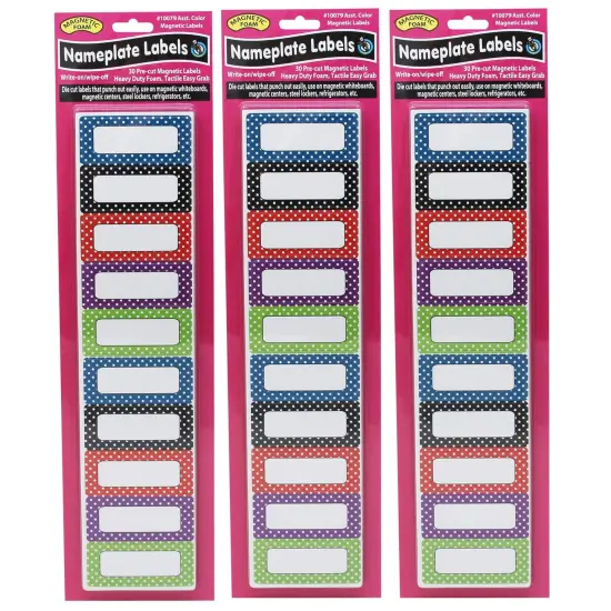 Die-Cut Magnetic Foam Color Dots Labels/Nameplates, 30 Per Pack, 3 Packs {1}