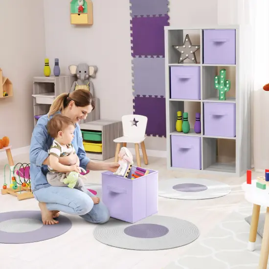 Sorbus 8 Pack 11 Inch Foldable Storage Cubes with Handles- for Organizing Home, Shelves, Nursery, Playroom, Closet and More Pastel Purple {3}