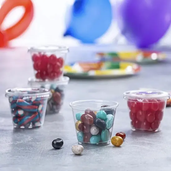 4 oz Plastic Clear Disposable Portion Cups with Lids {4}