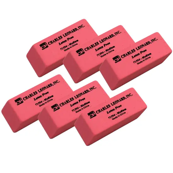 Eraser, Synthetic, Latex Free, Wedge Shape, Pink, Medium, 24 Per Box, 6 Boxes {1}