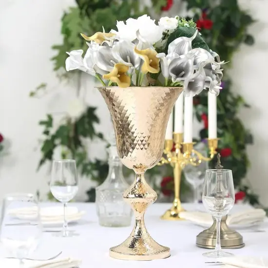 GOLD 24" tall Metal Hammered Trumpet Vase Wedding Party {4}