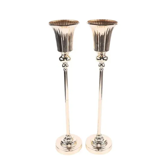2-Pieces Metal Trumpet Vases for Wedding Centerpieces {1}