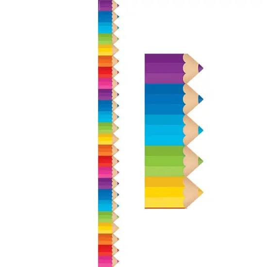 Colored Pencils Die-Cut Border Trim, 35 Feet Per Pack, 6 Packs {2}