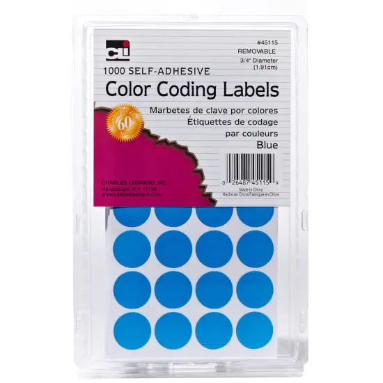 Color Coding Labels, 3/4", Blue, 1000 Per Pack, 12 Packs {2}