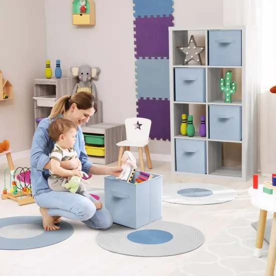 Sorbus 8 Pack 11 Inch Foldable Storage Cubes with Handles- for Organizing Home, Shelves, Nursery, Playroom, Closet and More Pastel Blue {3}