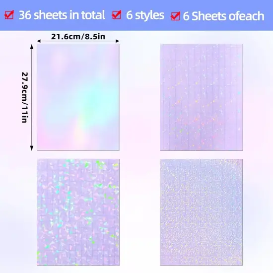 Kitcheniva Holographic Vinyl Laminate Film 36 Sheets {5}
