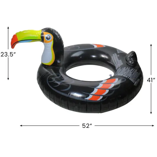 Pool Central 41" Inflatable Jumbo Tropical Toucan Pool Ring Float Black {4}