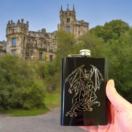 8oz Gargoyle BLACK Flask {2}