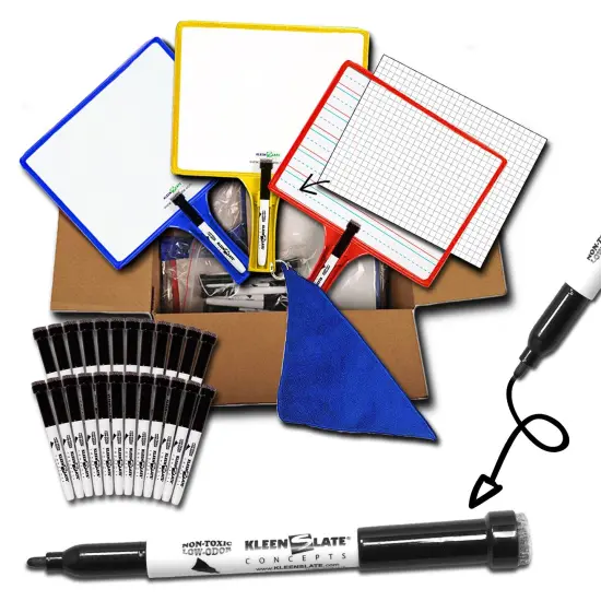 Customizable Handheld Whiteboards with Clear Dry Erase Sleeves & Markers, Class Set of 24 {1}