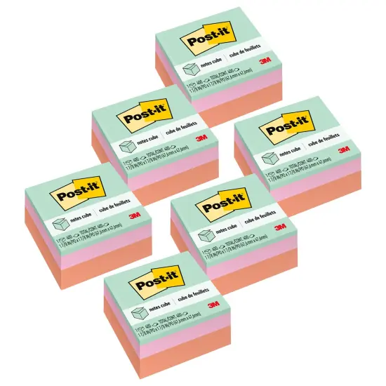 Notes Cube 2051-PAS, 1 7/8 in x 1 7/8 in (47.6 mm x 47.6 mm), Pack of 6 {1}