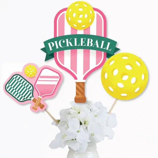 Big Dot of Happiness Pink Pickleball - Country Club Party Centerpiece Sticks - Table Toppers - Set of 15 {4}