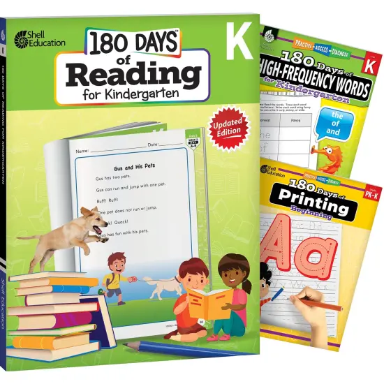 180 Days Reading, High-Frequency Words, & Printing Grade K: 3-Book Set {1}