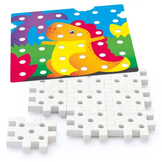 Jumbo Peggy Medium - Stacking Peg Toy with Illustrated Cards and 9 Linking Boards and 36 Pegs {5}