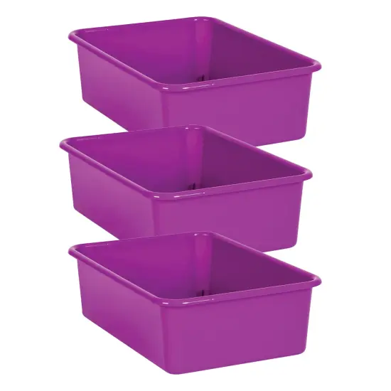 Purple Large Plastic Storage Bin, Pack of 3 {1}