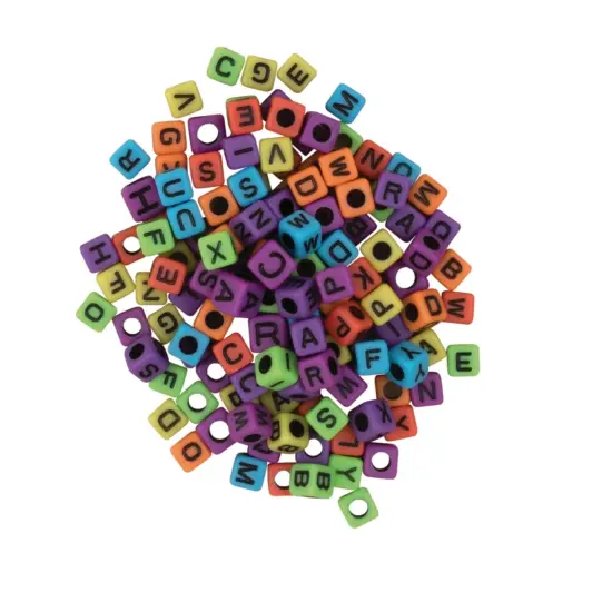 Alphabet Beads, Assorted Rainbow Colors, 6 mm, 150 Per Pack, 6 Packs {3}