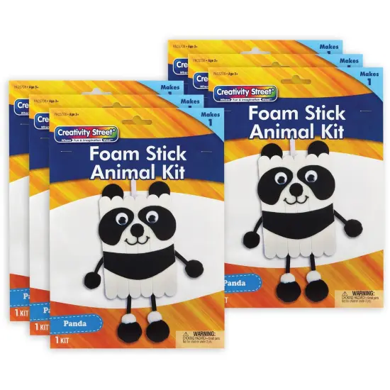Foam Stick Animal Kit, Panda, 7" x 11.25" x 1", 6 Kits {1}