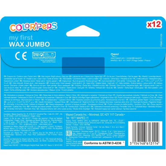 Color'Peps My First Jumbo Triangular Wax Crayons, 12 Per Pack, 6 Packs {2}