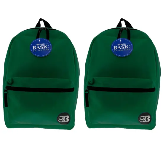 Basic Backpack, 16", Green, Pack of 2 {1}