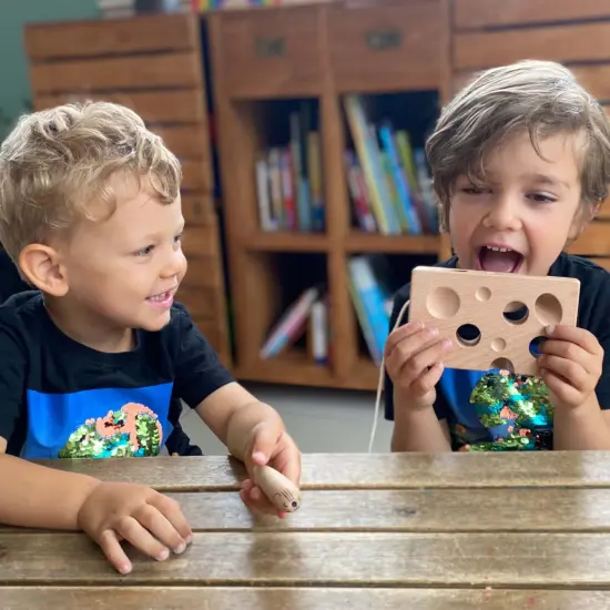 Cheesalino Wooden Lacing Toy (Cheese And Mouse) {3}