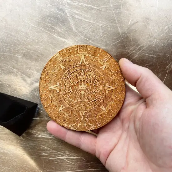 Aztec Mayan Calendar Wood Coaster/Disc qty 1 {4}