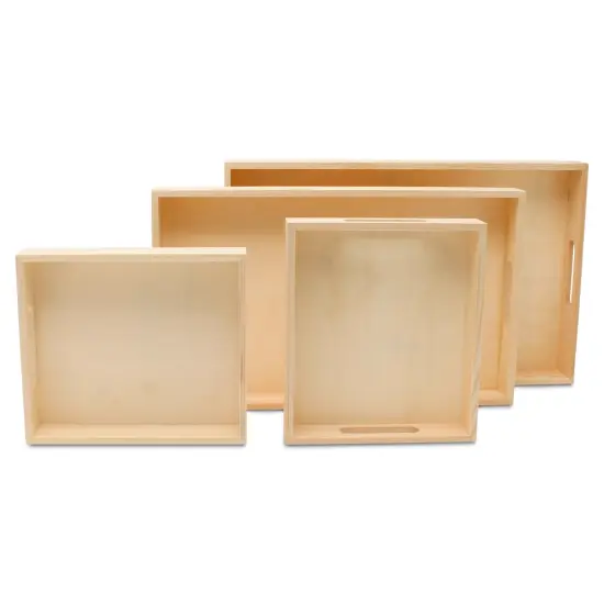 DIY Wooden Nesting Tray Set of 4 with Cutout Handles, for Crafts | Woodpeckers {4}