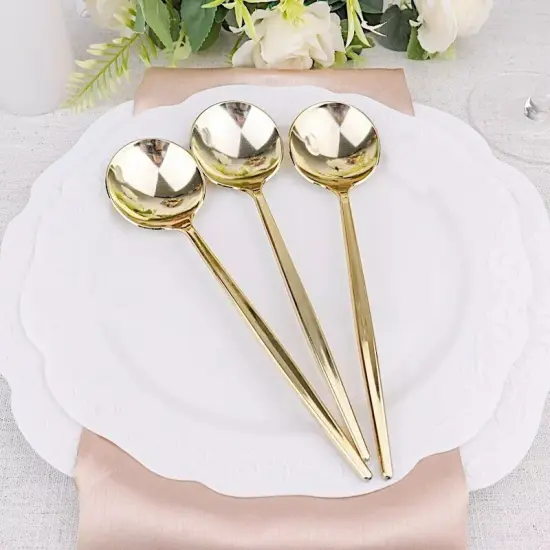 24 GOLD 8" Heavy Duty Plastic Spoons {4}