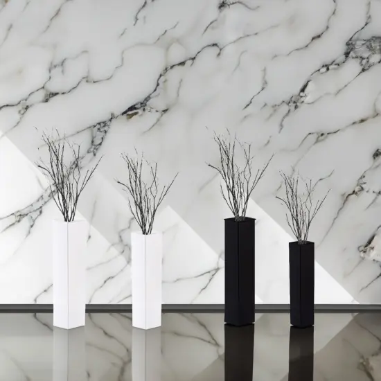 Large Tall Rectangular Wooden Modern Floor Vase - Sleek Contemporary Decor Accent for Living Room, Bedroom, Hallway and Entryway - Handcrafted Decorative Display Piece with Elegant Design Large Black {10}