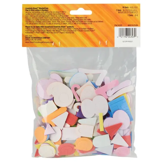 WonderFoam Peel & Stick Letters & Numbers, Assorted Colors & Sizes, 267 Pieces Per Pack, 6 Packs {4}