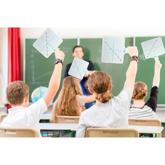 Two-Sided Rectangular Dry Erase Graphing Paddles, Pens, and Erasers, Class Pack of 12 {4}