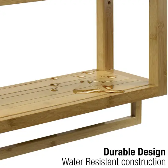 3-Tier Sorbus Bamboo Shelves & Towel Rack - Wall Mounted Storage and Organization for Bathroom, Kitchen & more {6}