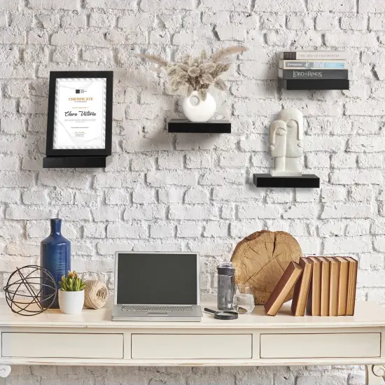 Sorbus 4 Pack 9" Floating Shelves, Wall Shelves for Bedroom, Kitchen, Living Room, Bathroom Shelves Over The Toilet Gray {8}