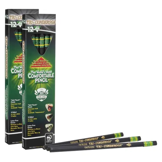 Tri-Conderoga&trade; 3-Sided Pencils with Sharpener, 12 Per Pack, 2 Packs {1}